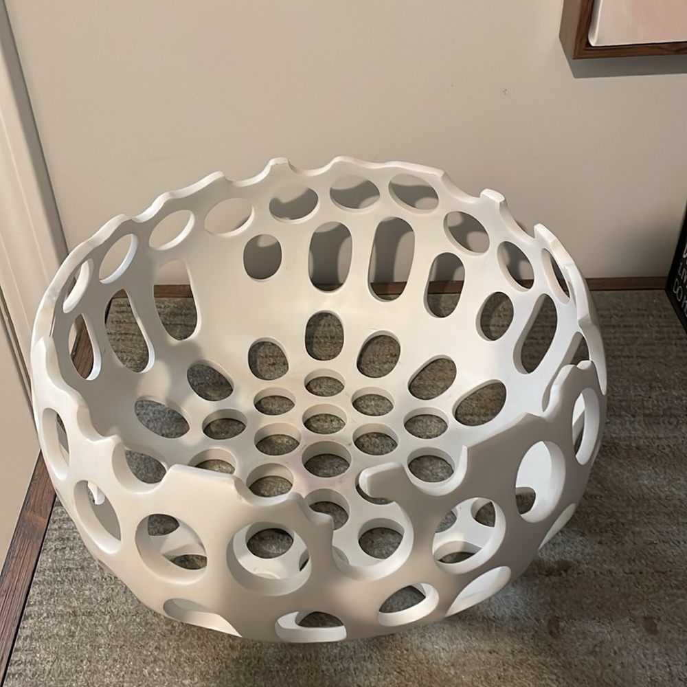 Decorative Bowl White Multiple Room Use Eclectic Contemporary Unique Design